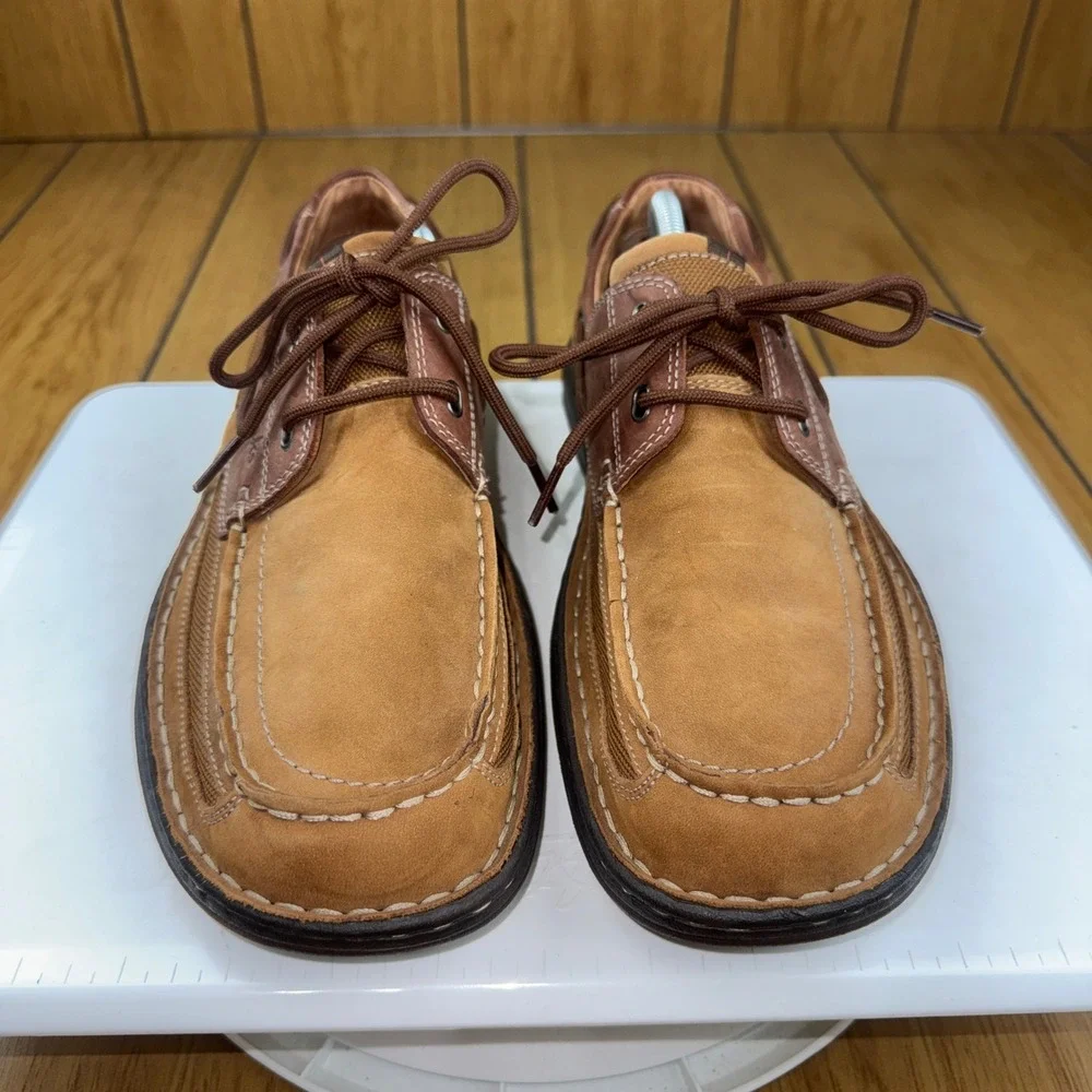 Clarks Mens 78383 Boat Shoes Tan Brown Nubuck Leather Mesh Loafers 10.5 M